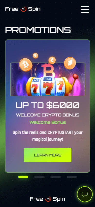 Free Spin Casino promotions screen on mobile
